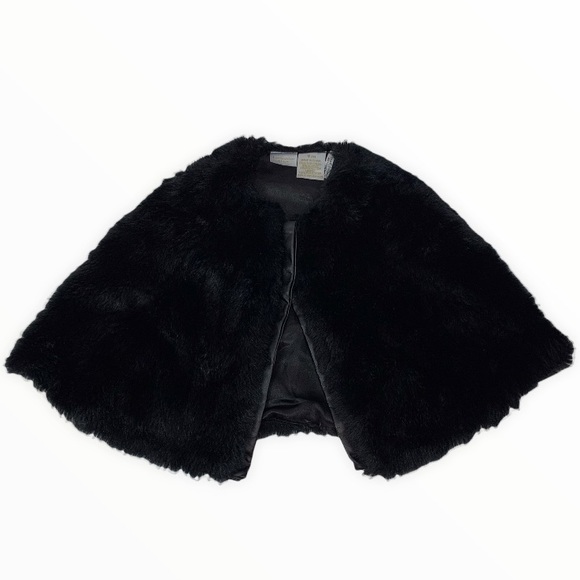 Kardashian Kids Faux Fur Faux Leather Infant Poncho Cape Jacket Wrap 9 Mos - Picture 1 of 8